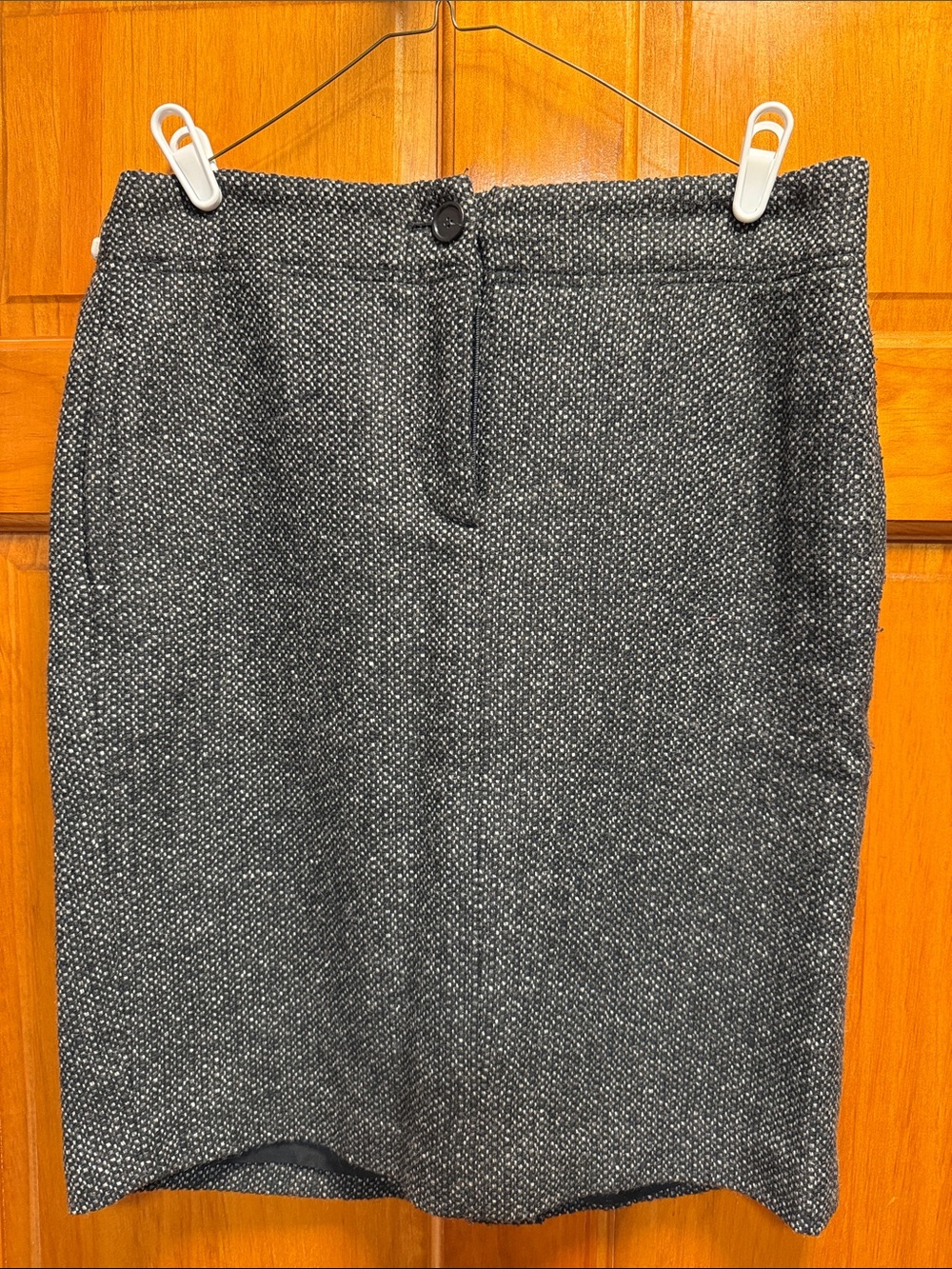 Classic Gray Tweed Pencil Skirt - Women's